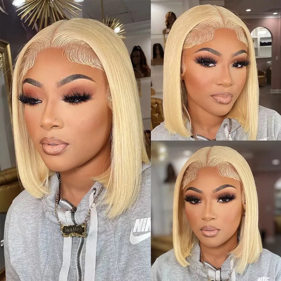 Stema 613 Blonde 13x4 Transparent Lace Straight Frontal Bob Wig